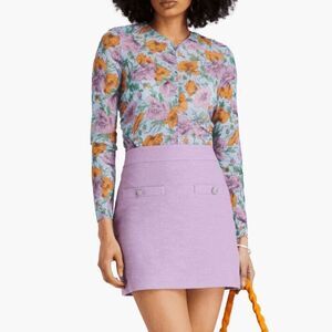 Veronica Beard Myrna Ruched Floral Tulle Top SZ 4 – Retail $348